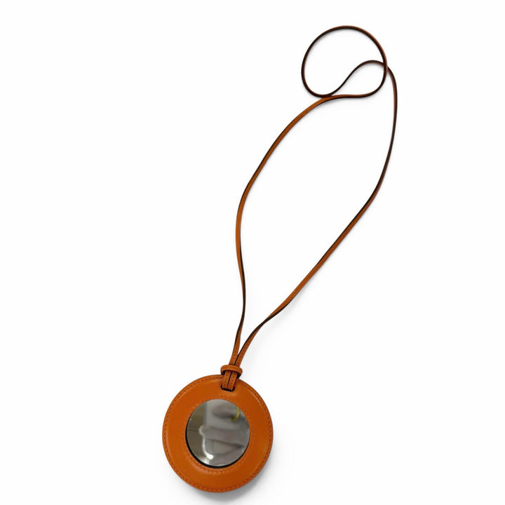 Excellent HERMES Necklace In-the-Pocket Magnifying Glass Necklace mirror Orange