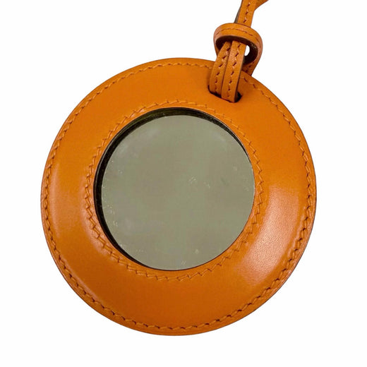 Excellent HERMES Necklace In-the-Pocket Magnifying Glass Necklace mirror Orange