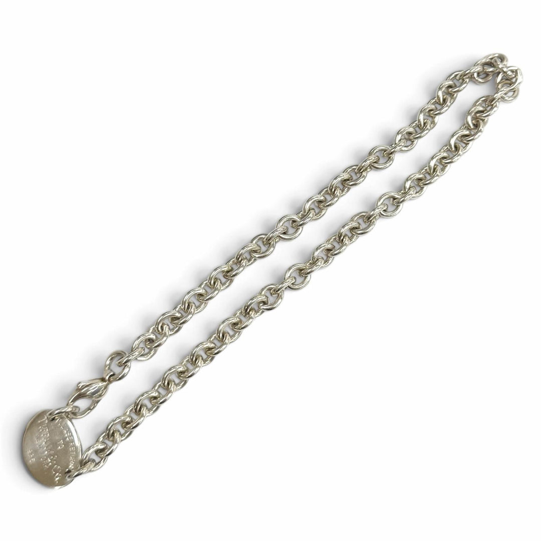 Great TIFFANY&Co. Necklace Return to TIFFANY & Co. oval tag choker Silver 925