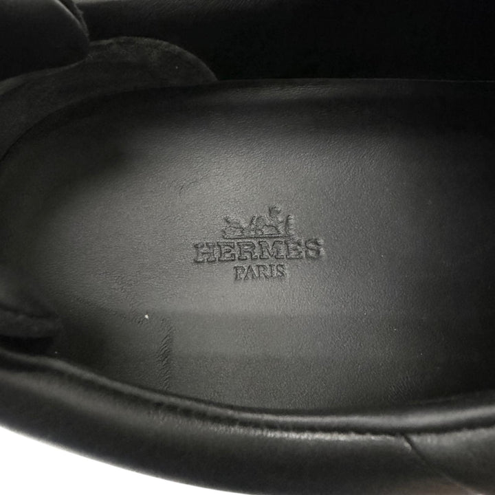Great HERMES Low cut sneakers Kid H logo black leather mens 42