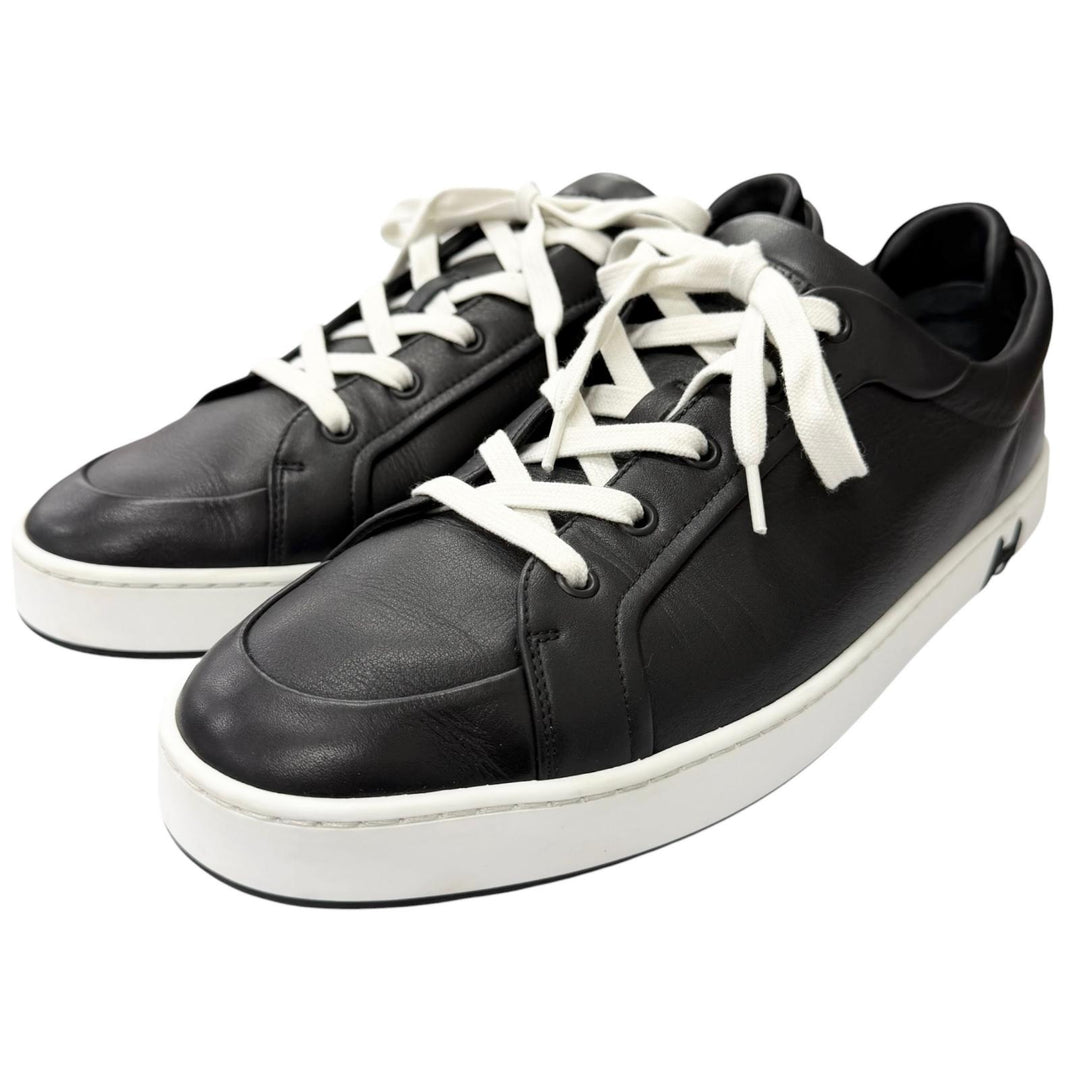 Great HERMES Low cut sneakers Kid H logo black leather mens 42