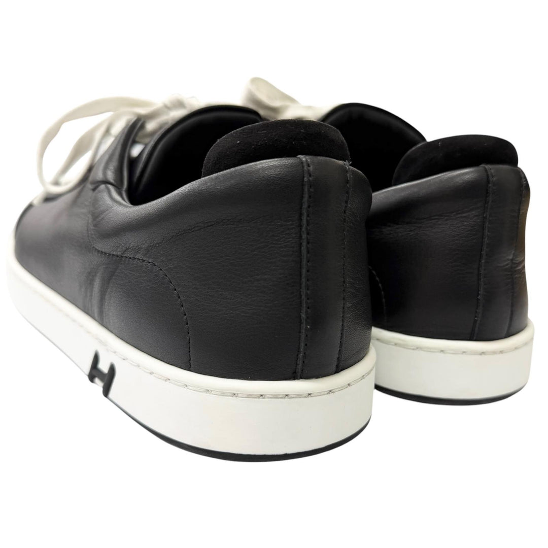 Great HERMES Low cut sneakers Kid H logo black leather mens 42