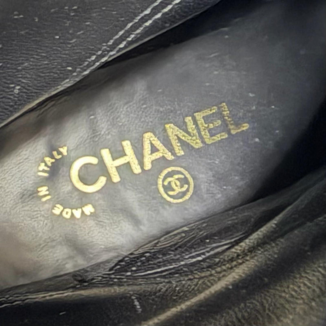 Great CHANEL short boots COCO Mark Clover Suede Leather black Women 38.5 G33209