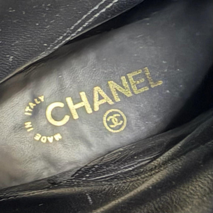 Great CHANEL short boots COCO Mark Clover Suede Leather black Women 38.5 G33209