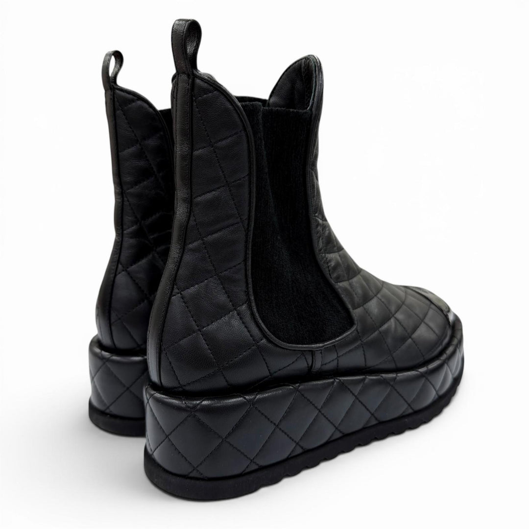 Pristine CHANEL short boots COCO Mark Matelassé Side Gore Boots 36.5 G45190