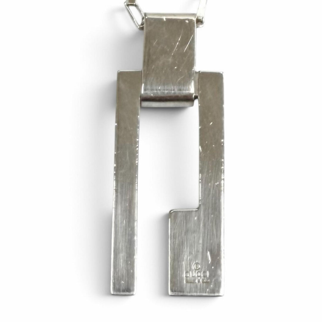 Great GUCCI Necklace GWith logo Chain Silver 925 Women