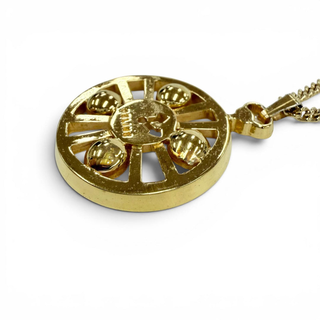 Great CELINE Necklace Clock motif logo pendant accessory gold metal Women