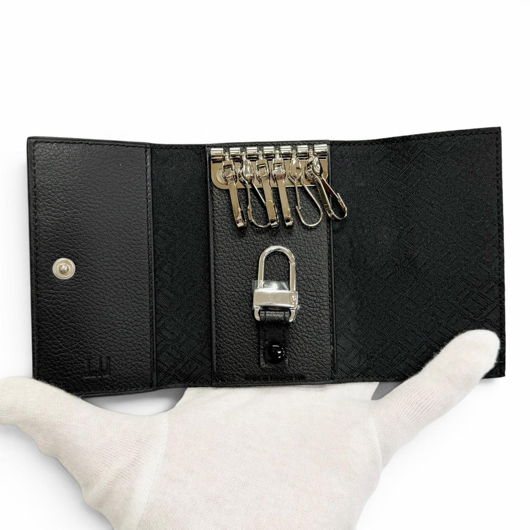 Pristine Dunhill Key holder D9 With logo all-over print 6-key hook black