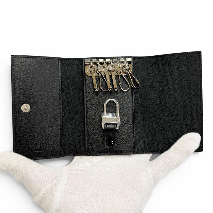 Pristine Dunhill Key holder D9 With logo all-over print 6-key hook black