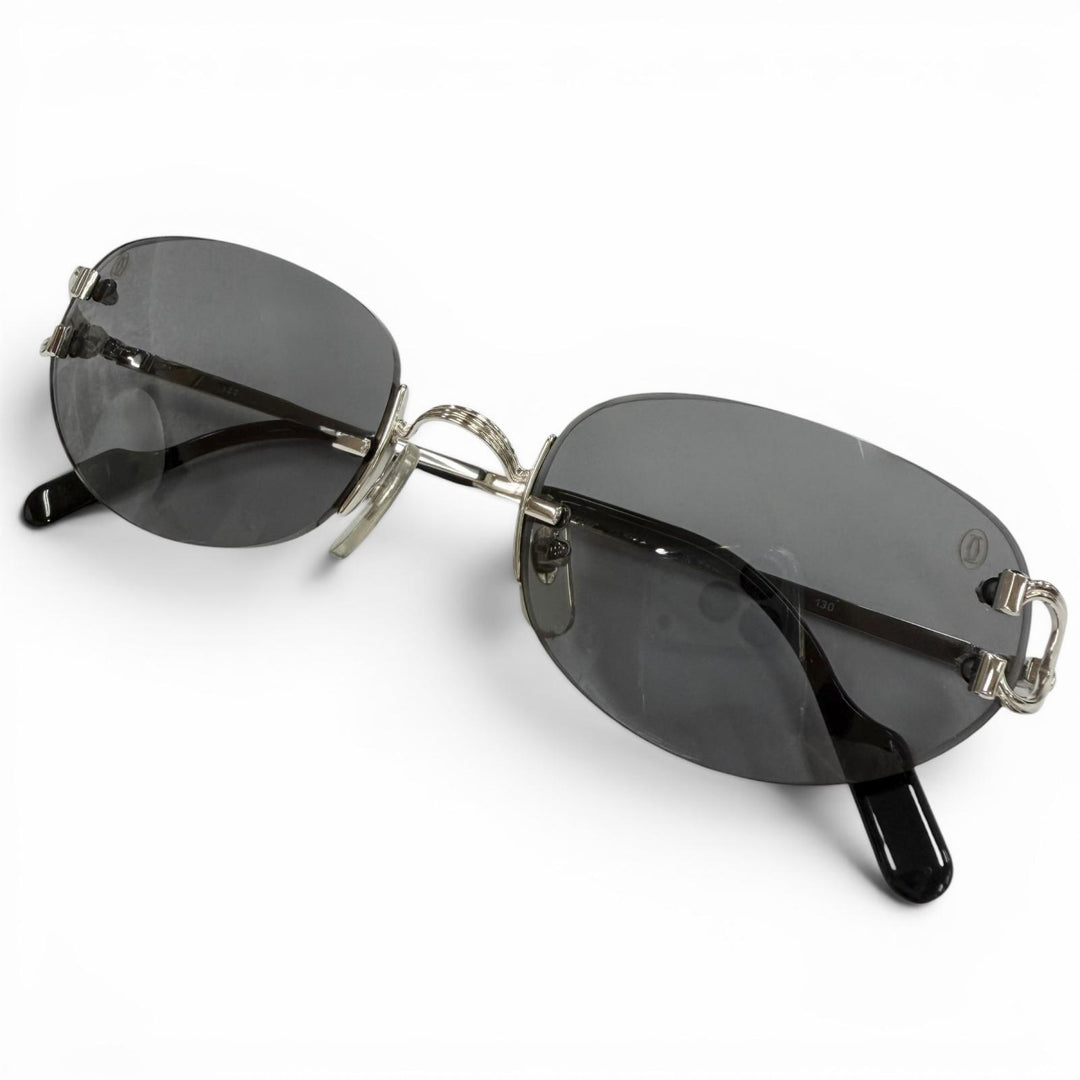 Great Cartier sunglasses Two-point rimless eyewear Silver mens