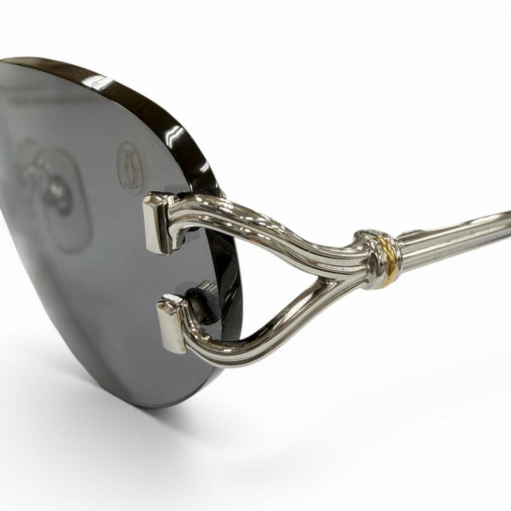 Great Cartier sunglasses Two-point rimless eyewear Silver mens