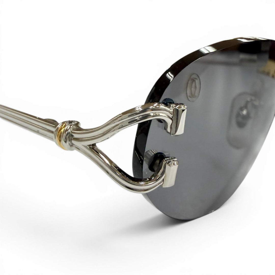 Great Cartier sunglasses Two-point rimless eyewear Silver mens
