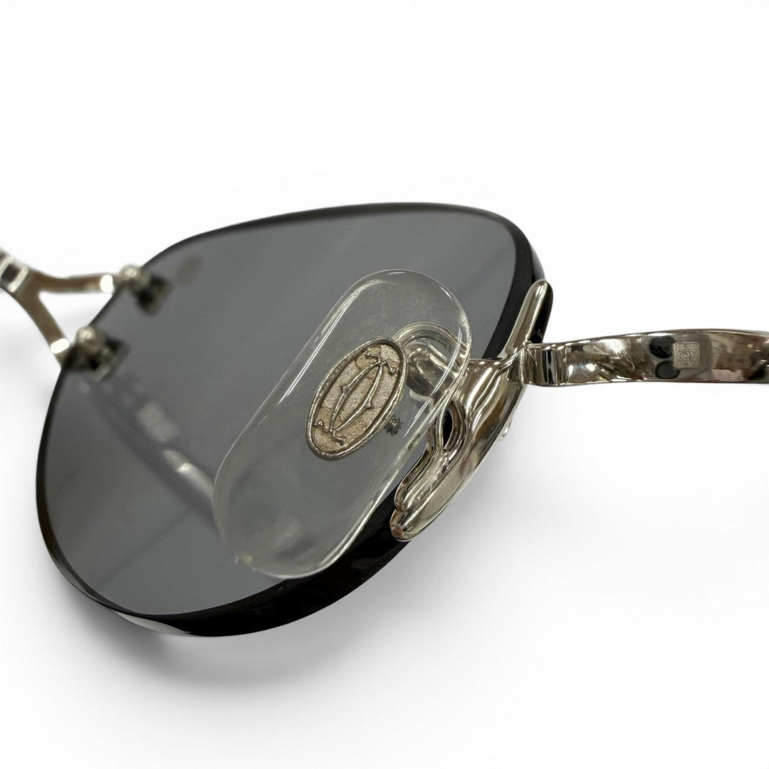Great Cartier sunglasses Two-point rimless eyewear Silver mens