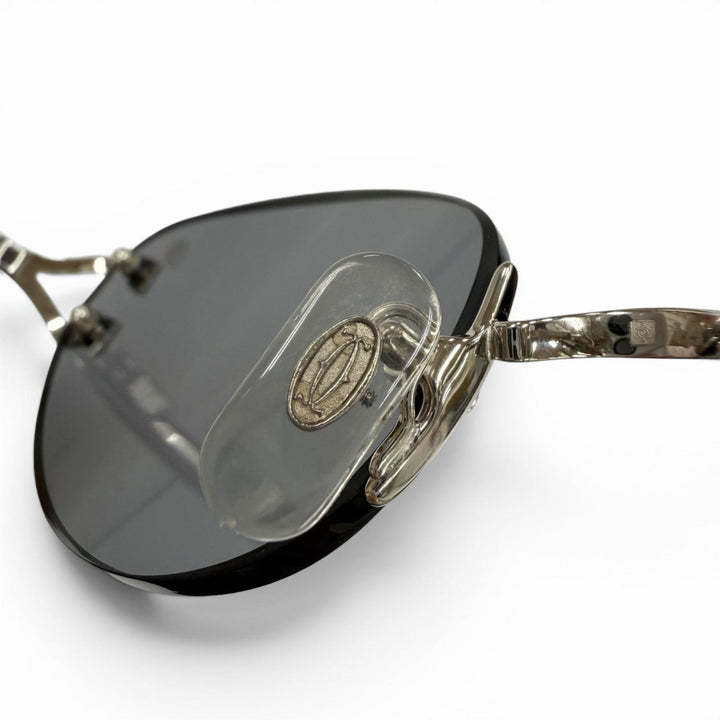 Great Cartier sunglasses Two-point rimless eyewear Silver mens