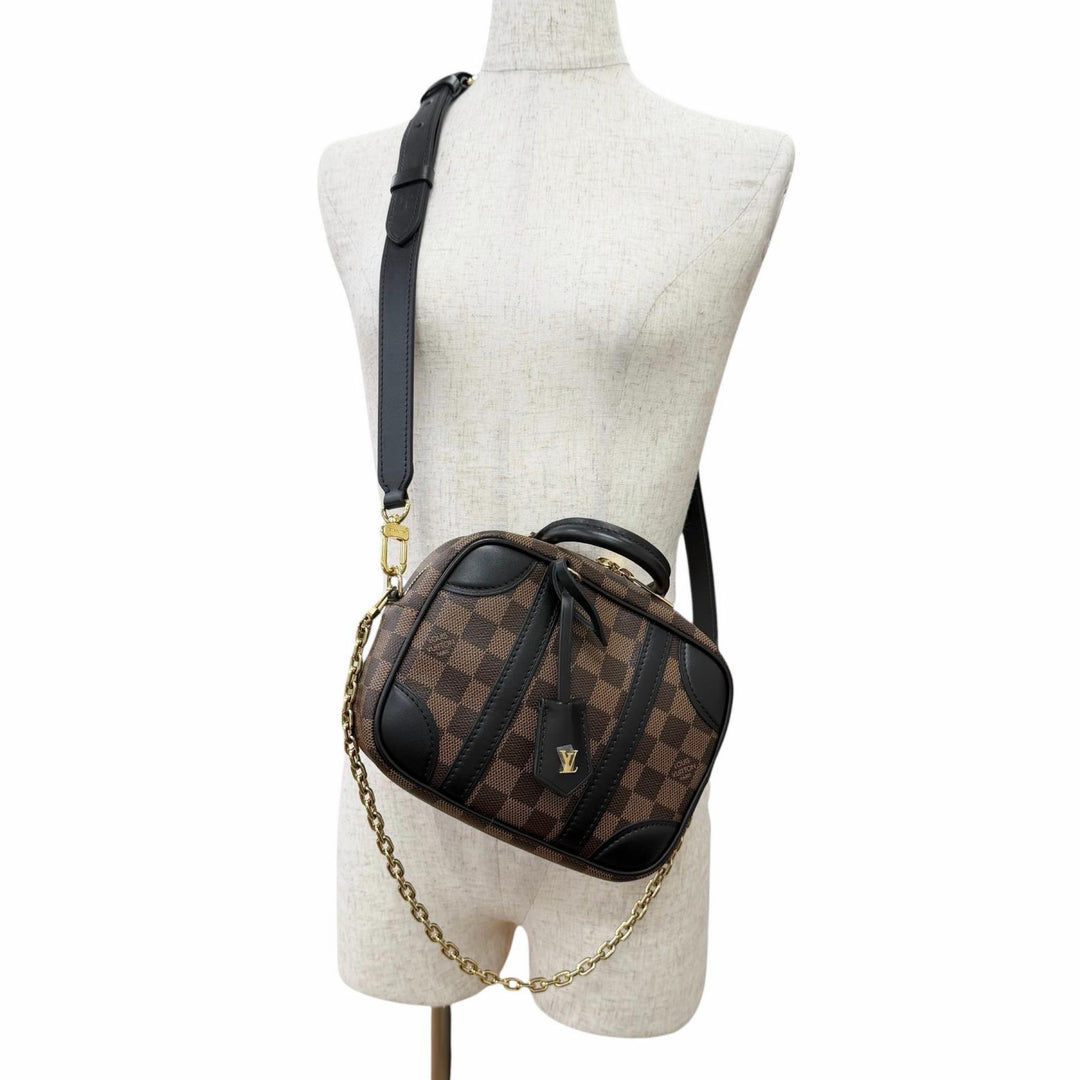 Excellent LOUIS VUITTON Shoulder Bag Damier Valisette Souple BB Brown N50063