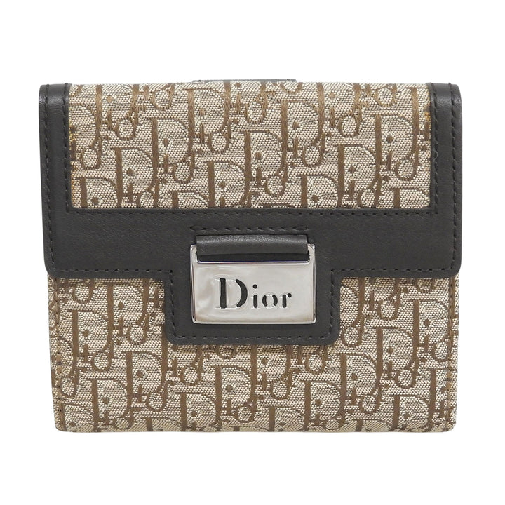 Pristine Christian Dior Bifold Wallet street chic trotter Brown canvas Women