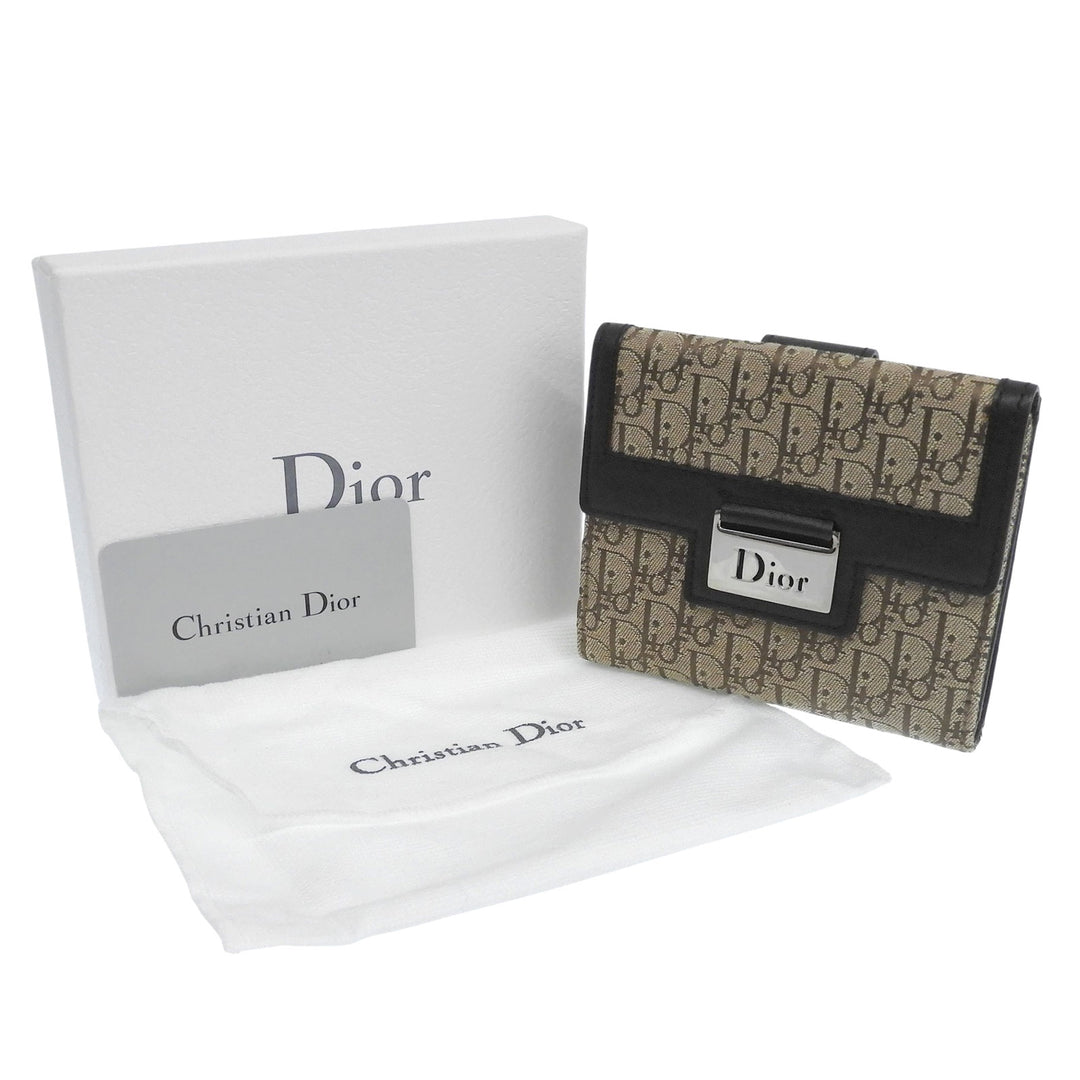 Pristine Christian Dior Bifold Wallet street chic trotter Brown canvas Women