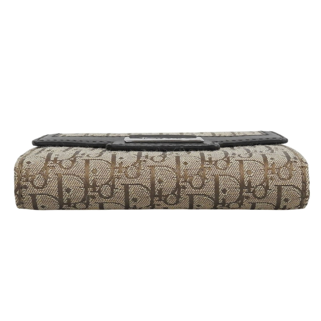 Pristine Christian Dior Bifold Wallet street chic trotter Brown canvas Women