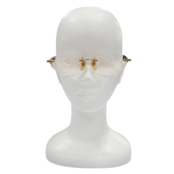 Great BVLGARI Glasses Two-point rimless colored lenses gold 18K Pink Gold mens