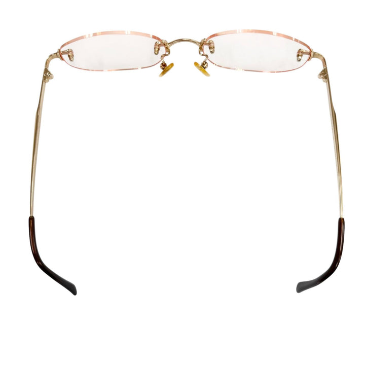 Great BVLGARI Glasses Two-point rimless colored lenses gold 18K Pink Gold mens