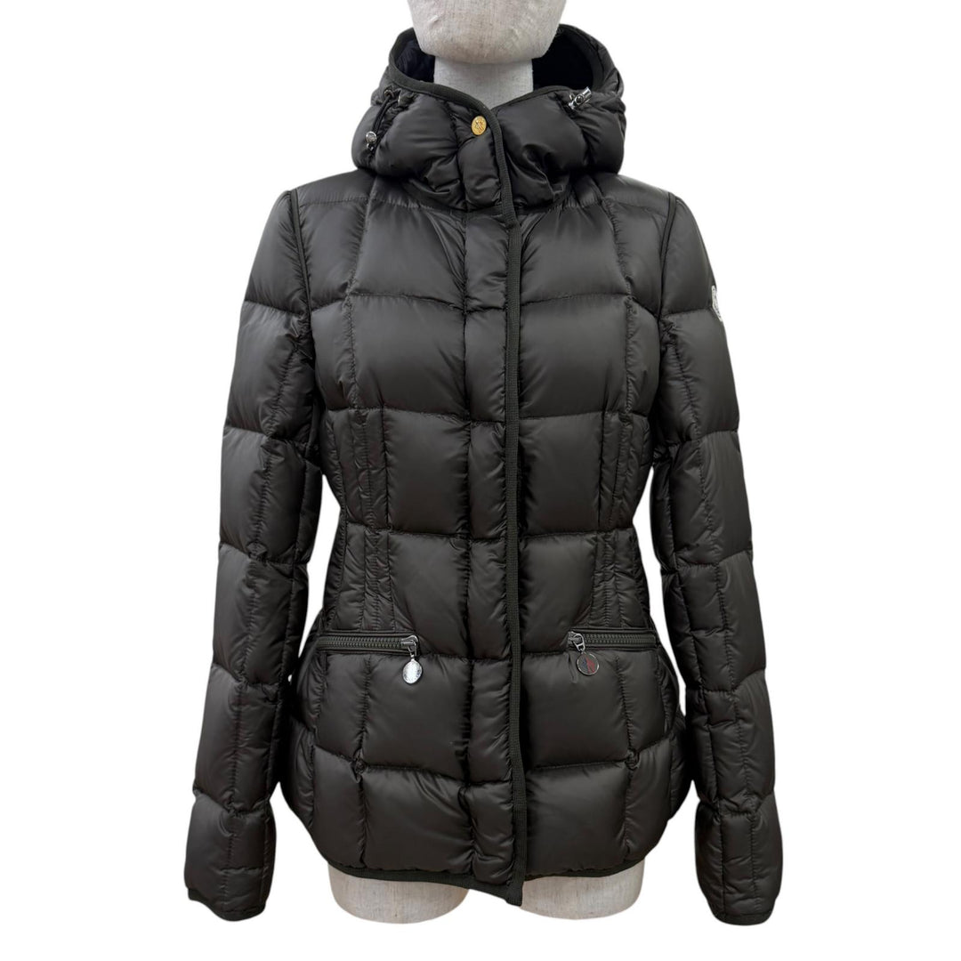 Excellent MONCLER Down jacket BUIS Logo patch and hood ZIP UP Khaki Brown 1