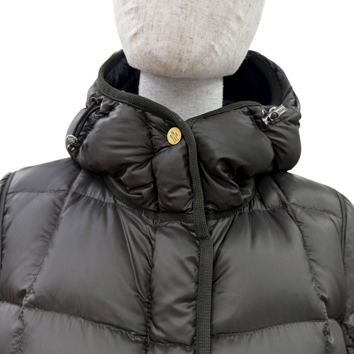 Excellent MONCLER Down jacket BUIS Logo patch and hood ZIP UP Khaki Brown 1