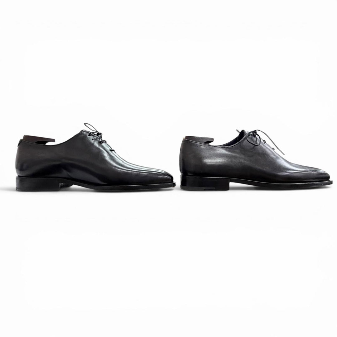 Great Berluti Leather shoes Patina Whole Cut black leather mens 5