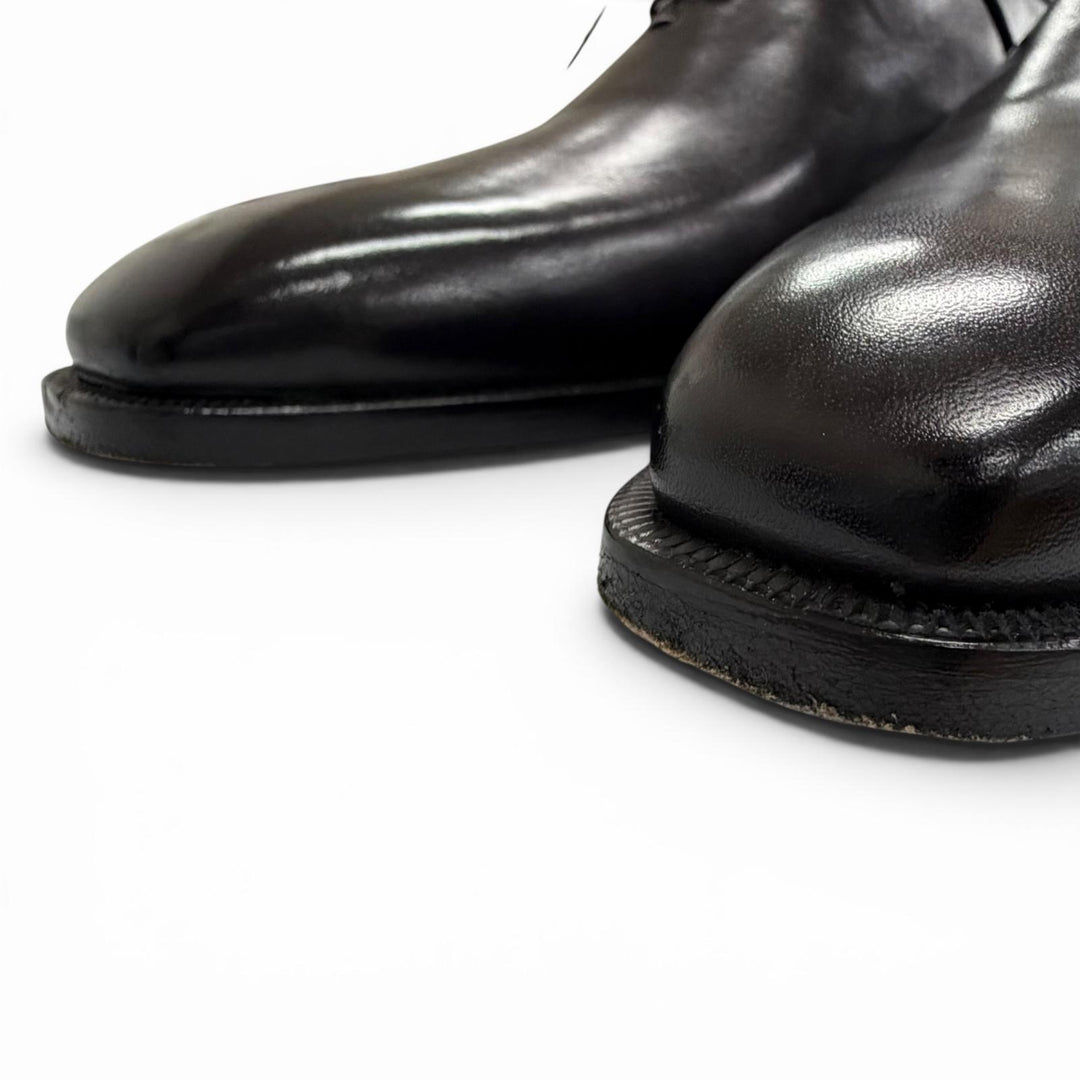 Great Berluti Leather shoes Patina Whole Cut black leather mens 5
