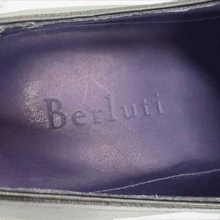 Great Berluti Leather shoes Patina Whole Cut black leather mens 5