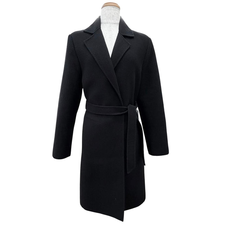Great Max Mara coat Belted wrap coat, long coat black Virgin wool Women 36