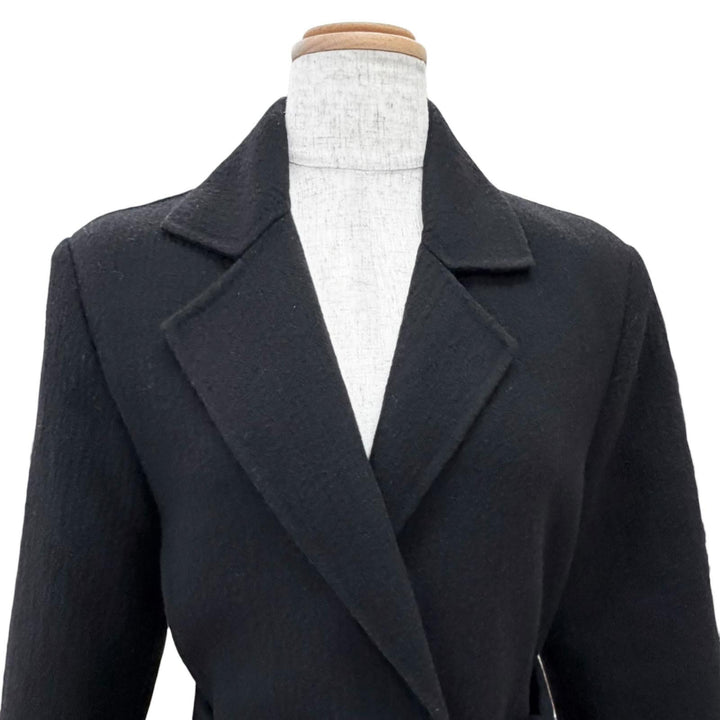 Great Max Mara coat Belted wrap coat, long coat black Virgin wool Women 36
