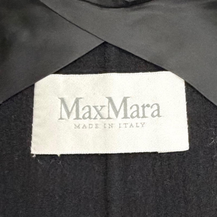 Great Max Mara coat Belted wrap coat, long coat black Virgin wool Women 36