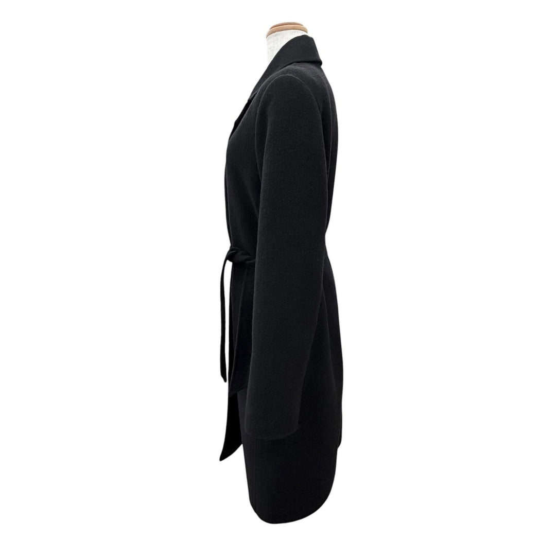 Great Max Mara coat Belted wrap coat, long coat black Virgin wool Women 36
