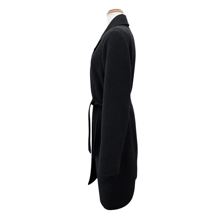 Great Max Mara coat Belted wrap coat, long coat black Virgin wool Women 36