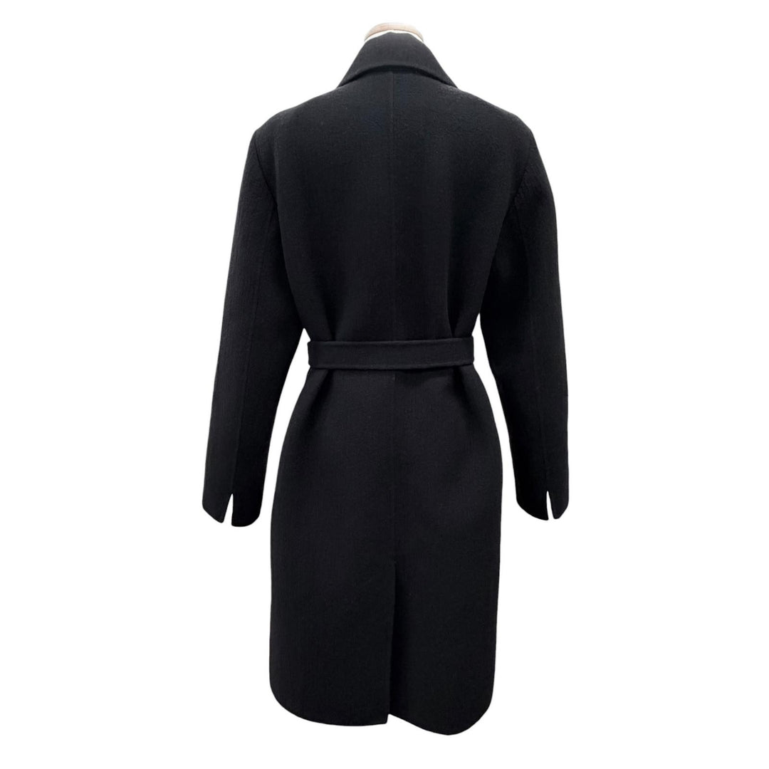 Great Max Mara coat Belted wrap coat, long coat black Virgin wool Women 36