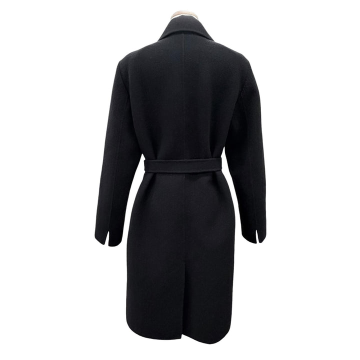 Great Max Mara coat Belted wrap coat, long coat black Virgin wool Women 36