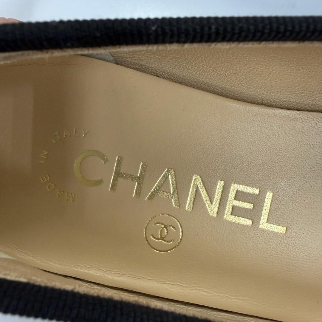 Pristine CHANEL Ballet shoes ballerina COCO Mark flat pumps black 37 G02819