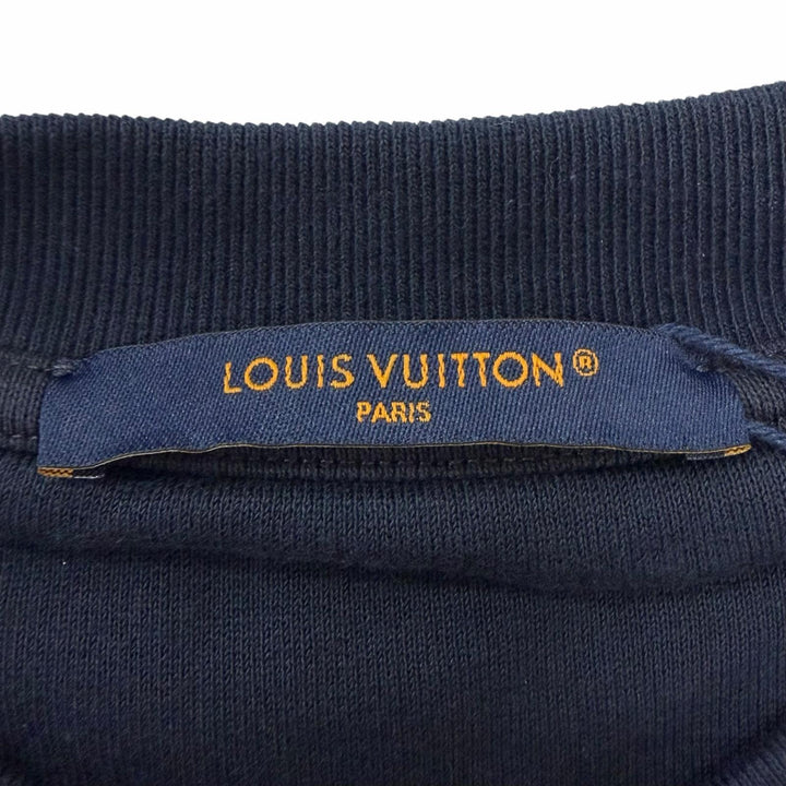 Pristine LOUIS VUITTON sweat Embroidered Cotton Crew Neck Navy cotton mens M