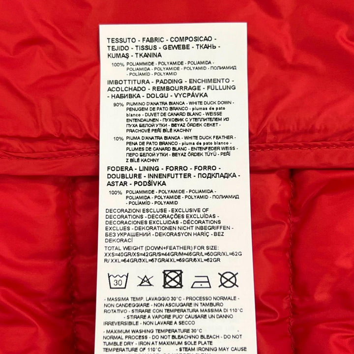 Pristine EMPORIO ARMANI Down jacket Double Zip Hoodie Light Red mens XL