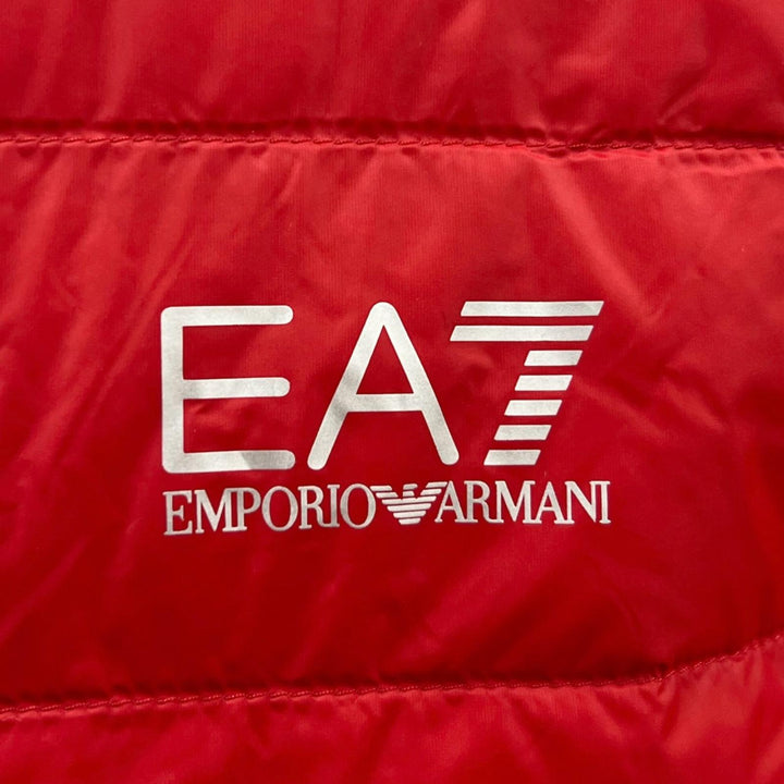 Pristine EMPORIO ARMANI Down jacket Double Zip Hoodie Light Red mens XL
