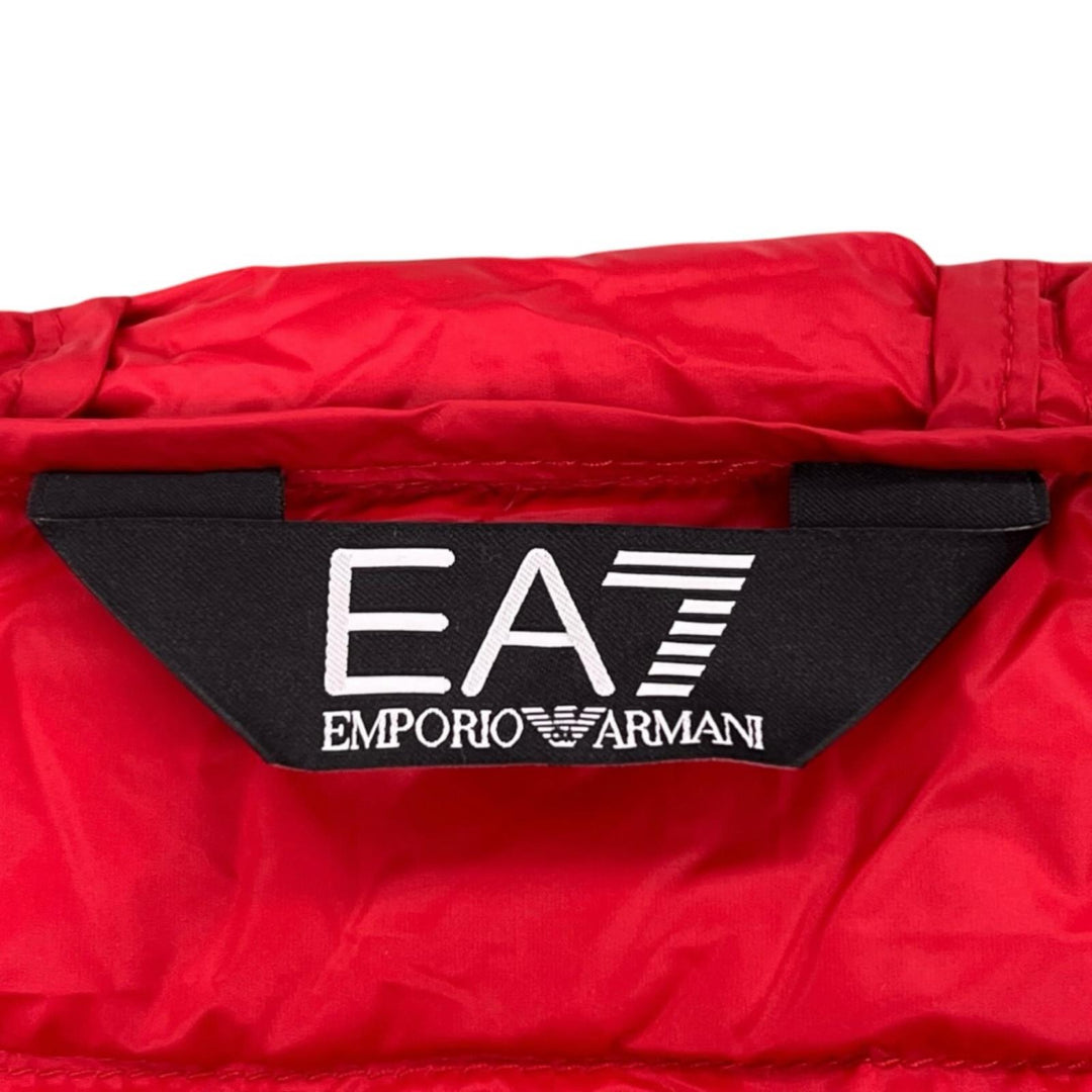 Pristine EMPORIO ARMANI Down jacket Double Zip Hoodie Light Red mens XL