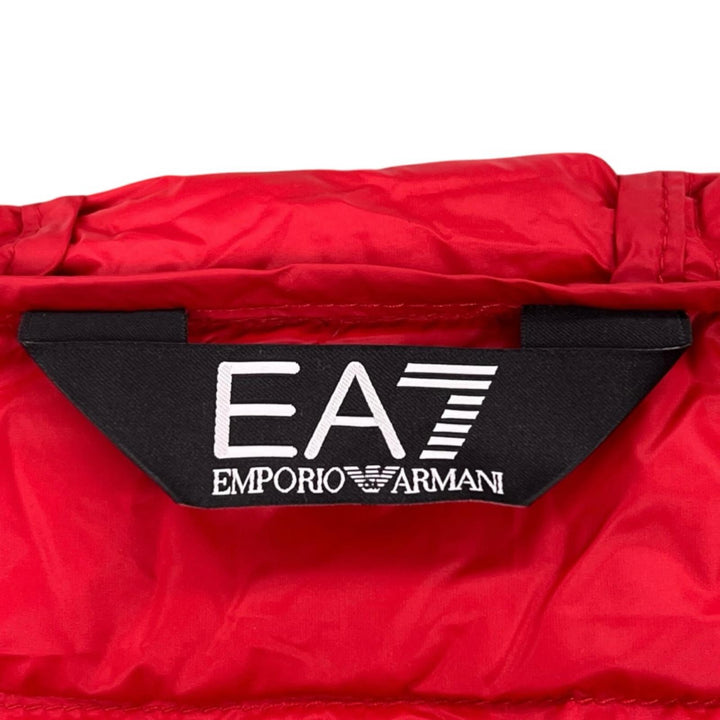 Pristine EMPORIO ARMANI Down jacket Double Zip Hoodie Light Red mens XL