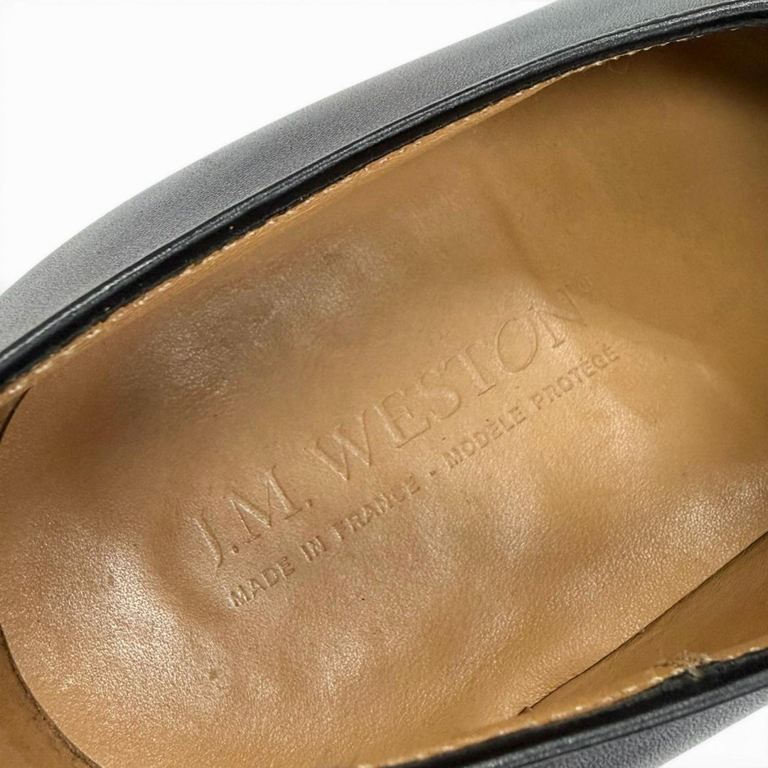 Excellent J.M WESTON Leather shoes 402 Floraline J0 Last whole cut black leather
