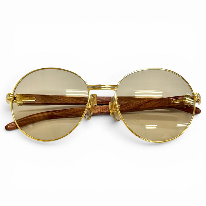 Very Good Cartier sunglasses Trinity Wooden Temple gold Wood mens