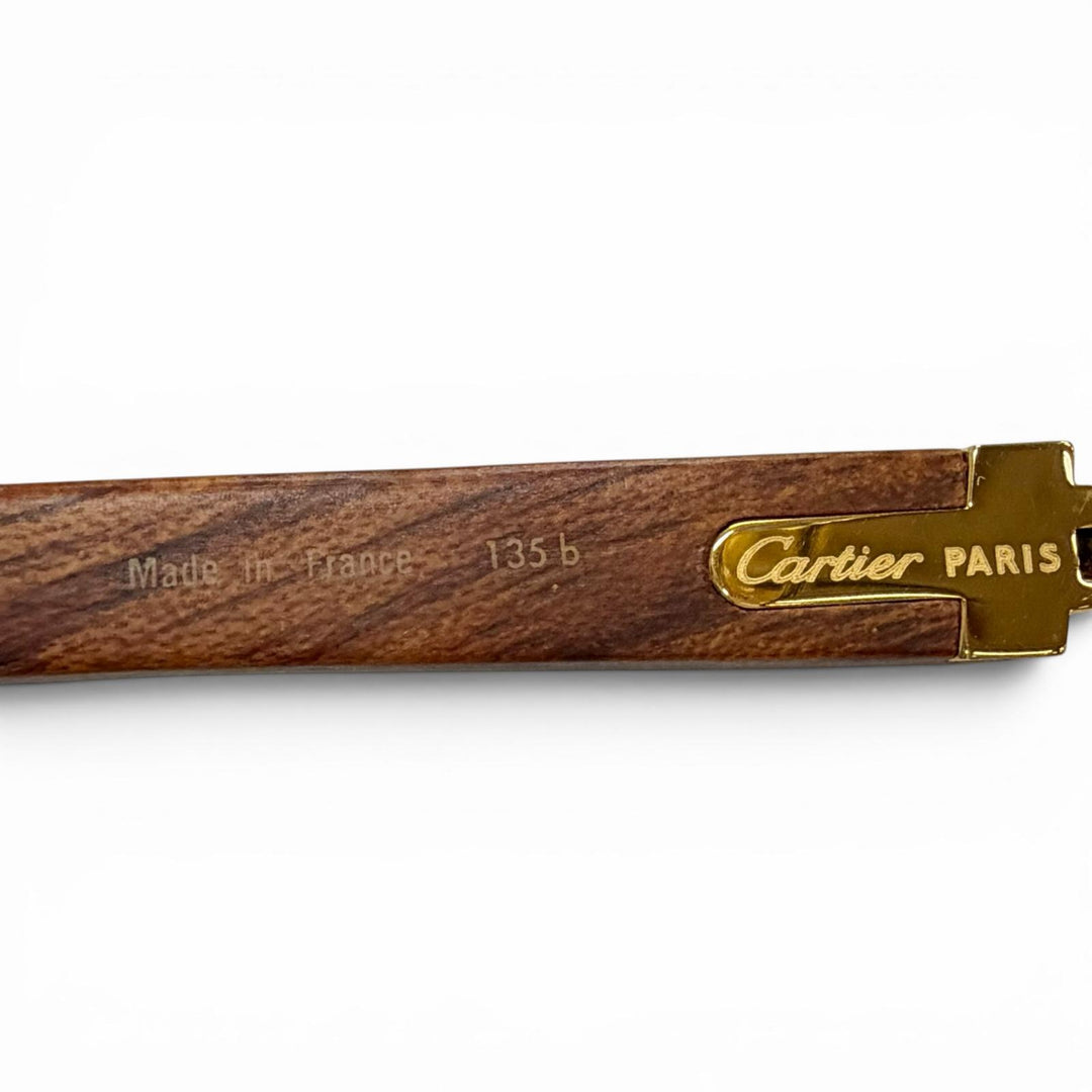 Very Good Cartier sunglasses Trinity Wooden Temple gold Wood mens