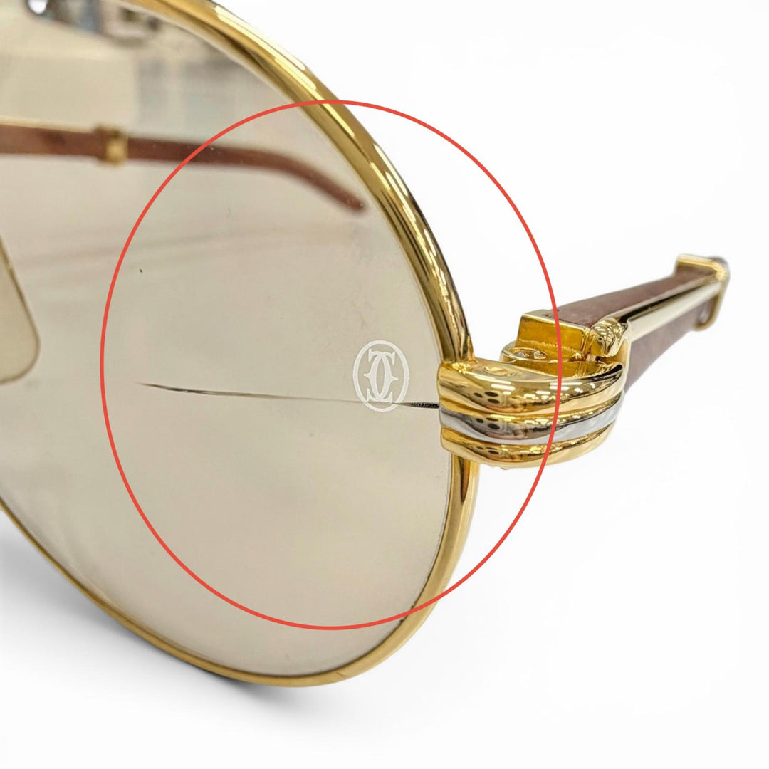 Very Good Cartier sunglasses Trinity Wooden Temple gold Wood mens
