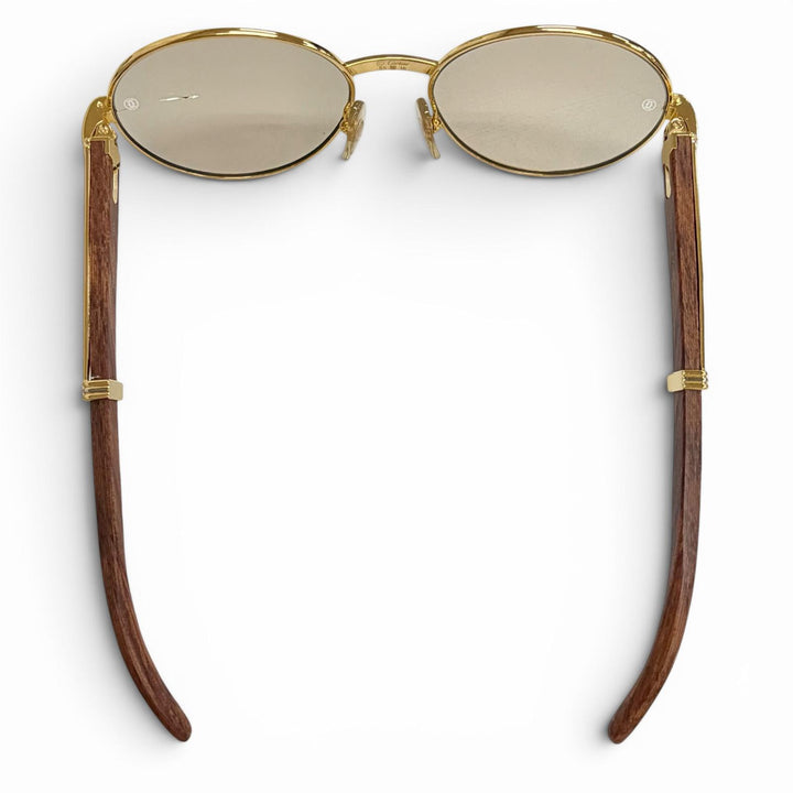 Very Good Cartier sunglasses Trinity Wooden Temple gold Wood mens
