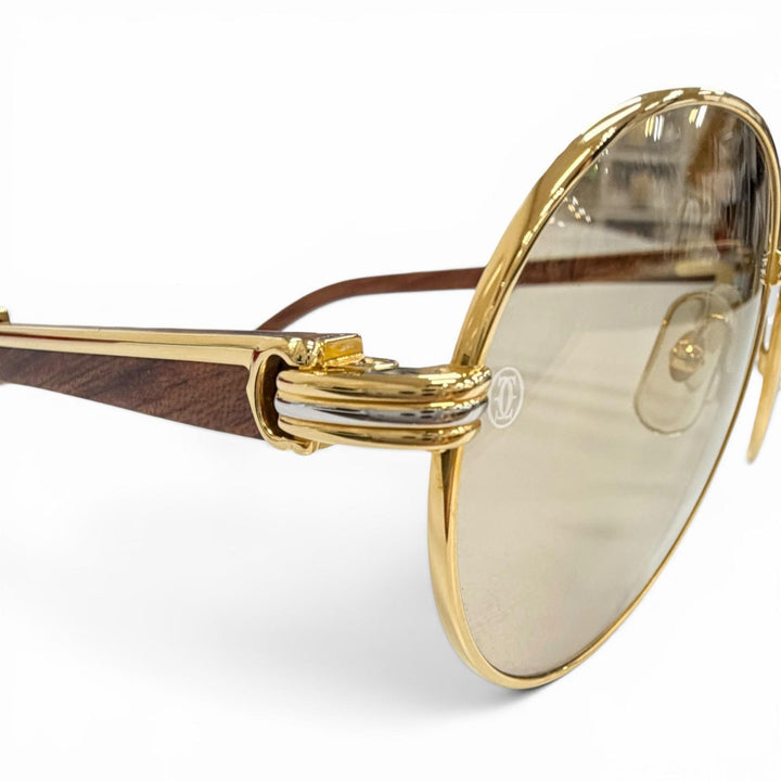 Very Good Cartier sunglasses Trinity Wooden Temple gold Wood mens