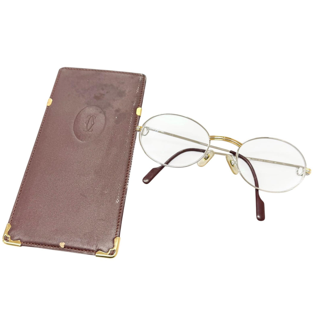 Very Good Cartier Glasses Trinity Oval Frame Silver mens