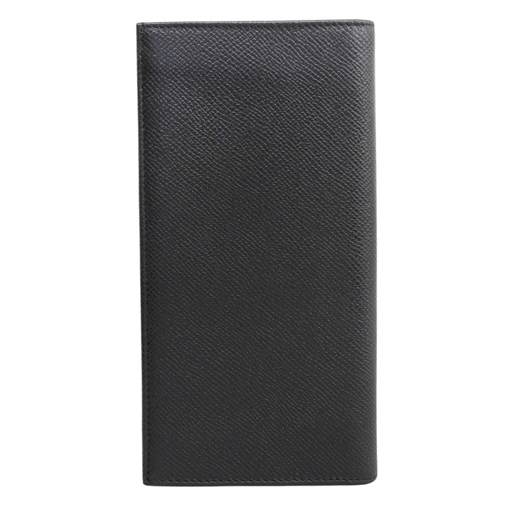 Excellent BALLY Purse Logo Metal Long Wallet Bifold Wallet black leather mens